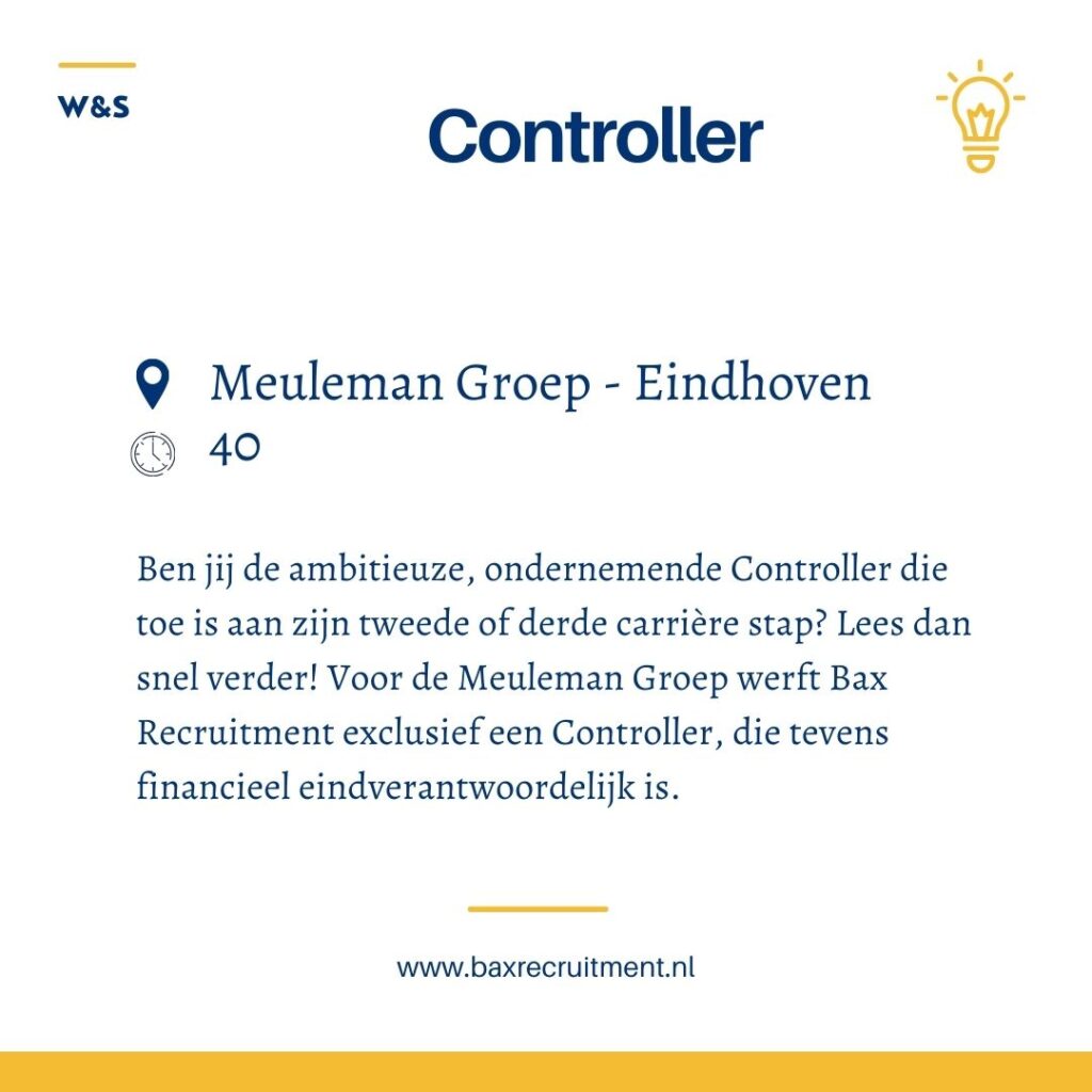 RECRUITMENT Financial controller Business controller finance manager vacature eindhoven Waalwijk Utrecht Amsterdam